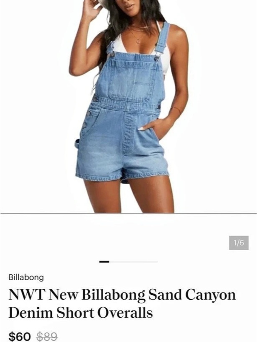 Billabong Sand Canyon Denim Short Overalls Size Small NWT